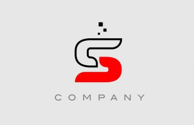 red black line S alphabet letter logo icon. Creative design template for business and company