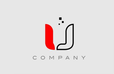 red black line U alphabet letter logo icon. Creative design template for business and company
