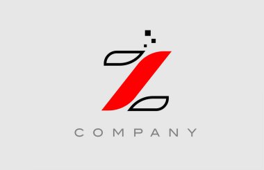 red black line Z alphabet letter logo icon. Creative design template for business and company