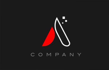 black red line A alphabet letter logo icon. Creative design template for company and business