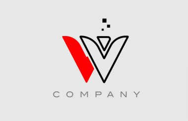 red black line W alphabet letter logo icon. Creative design template for business and company