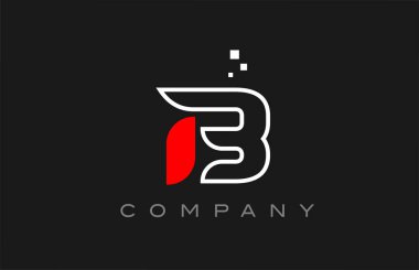 black red line B alphabet letter logo icon. Creative design template for company and business