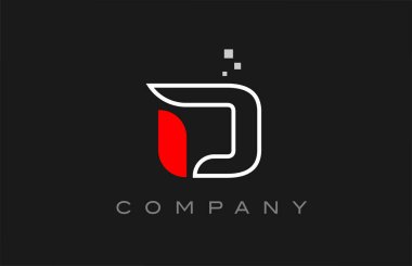 black red line D alphabet letter logo icon. Creative design template for company and business