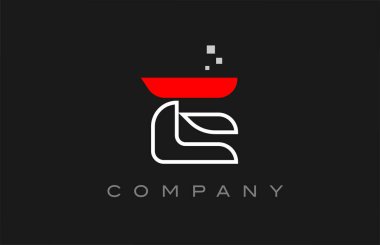black red line E alphabet letter logo icon. Creative design template for company and business