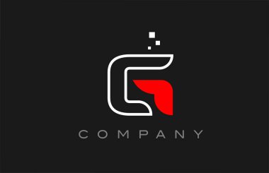 black red line G alphabet letter logo icon. Creative design template for company and business
