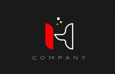 black red line H alphabet letter logo icon. Creative design template for company and business