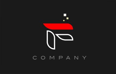 black red line F alphabet letter logo icon. Creative design template for company and business