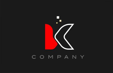 black red line K alphabet letter logo icon. Creative design template for company and business