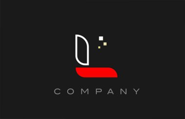 black red line L alphabet letter logo icon. Creative design template for company and business