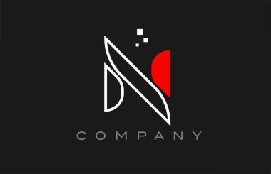black red line N alphabet letter logo icon. Creative design template for company and business