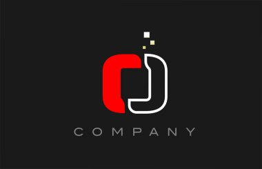 black red line O alphabet letter logo icon. Creative design template for company and business