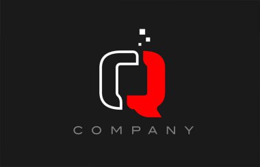 black red line Q alphabet letter logo icon. Creative design template for company and business