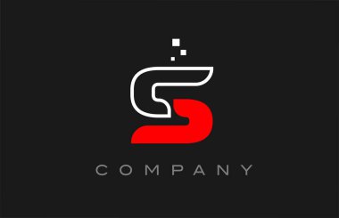 black red line S alphabet letter logo icon. Creative design template for company and business
