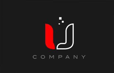 black red line U alphabet letter logo icon. Creative design template for company and business