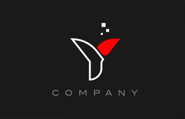 black red line Y alphabet letter logo icon. Creative design template for company and business