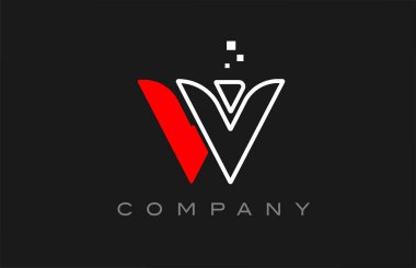 black red line W alphabet letter logo icon. Creative design template for company and business