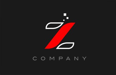 black red line Z alphabet letter logo icon. Creative design template for company and business