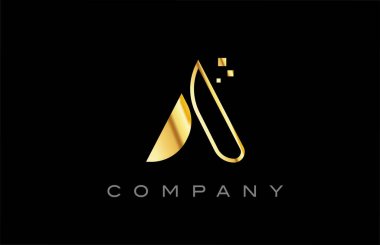 gold A alphabet letter logo icon. Creative design template for business and company