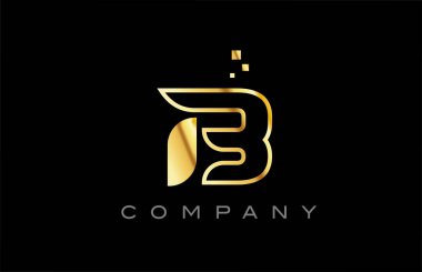 gold B alphabet letter logo icon. Creative design template for business and company