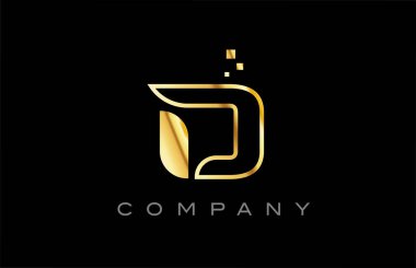 gold D alphabet letter logo icon. Creative design template for business and company