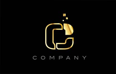 gold C alphabet letter logo icon. Creative design template for business and company