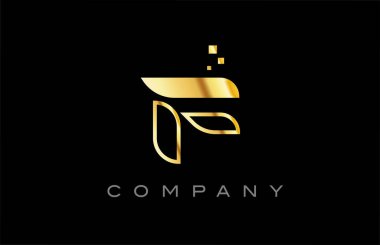 gold F alphabet letter logo icon. Creative design template for business and company