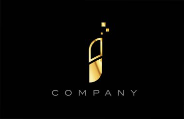 gold I alphabet letter logo icon. Creative design template for business and company