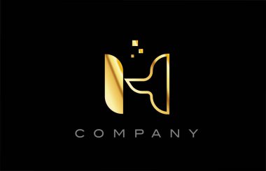 gold H alphabet letter logo icon. Creative design template for business and company