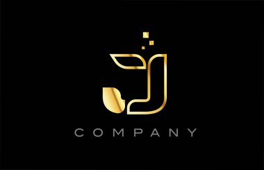 gold J alphabet letter logo icon. Creative design template for business and company