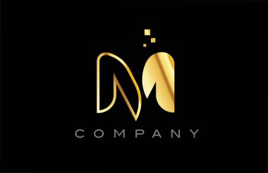 gold M alphabet letter logo icon. Creative design template for business and company