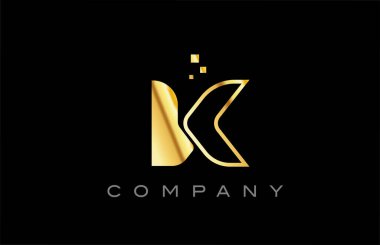 gold K alphabet letter logo icon. Creative design template for business and company