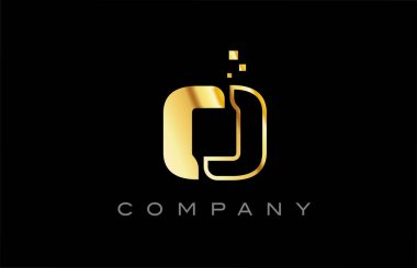 gold O alphabet letter logo icon. Creative design template for business and company
