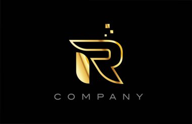 gold R alphabet letter logo icon. Creative design template for business and company