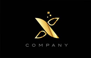 gold X alphabet letter logo icon. Creative design template for business and company