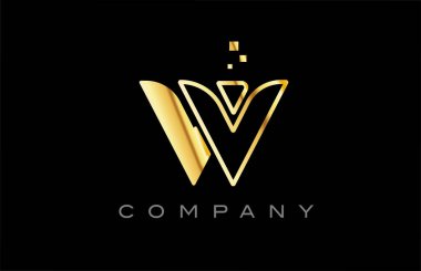 gold W alphabet letter logo icon. Creative design template for business and company