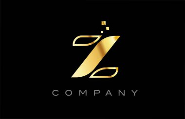 gold Z alphabet letter logo icon. Creative design template for business and company