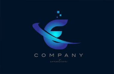 F blue alphabet letter logo icon. Creative design template for business and company with swoosh