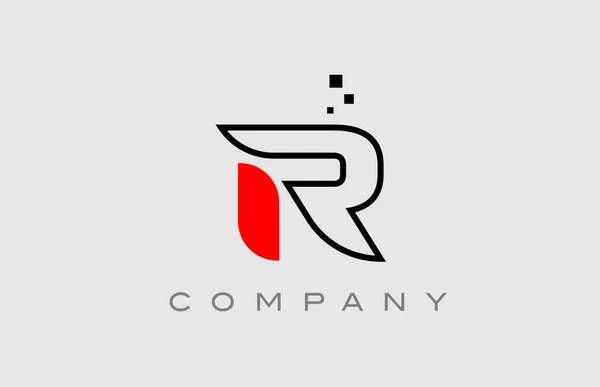 Red Black Line Alphabet Letter Logo Icon Creative Design Template — Stok Vektör