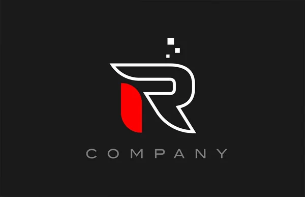 Black Red Line Alphabet Letter Logo Icon Creative Design Template — Stok Vektör