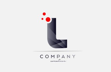 L alphabet letter logo icon with grey color and red dot. Design suitable for a company or business