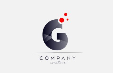 G alphabet letter logo icon with grey color and red dot. Design suitable for a company or business