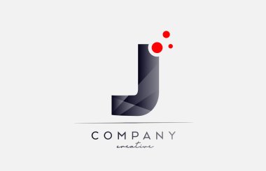 J alphabet letter logo icon with grey color and red dot. Design suitable for a company or business
