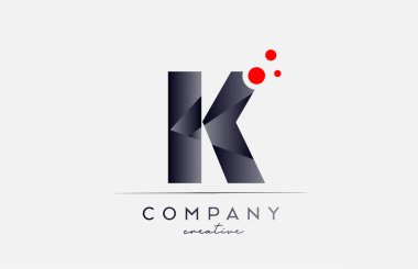 K alphabet letter logo icon with grey color and red dot. Design suitable for a company or business