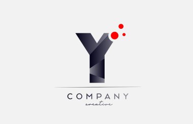 Y alphabet letter logo icon with grey color and red dot. Design suitable for a company or business