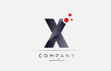 X alphabet letter logo icon with grey color and red dot. Design suitable for a company or business