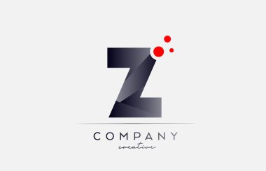 Z alphabet letter logo icon with grey color and red dot. Design suitable for a company or business
