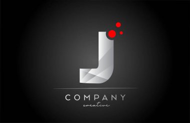 black J alphabet letter logo icon with red dot. Design suitable for a company or business