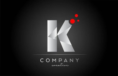 black K alphabet letter logo icon with red dot. Design suitable for a company or business