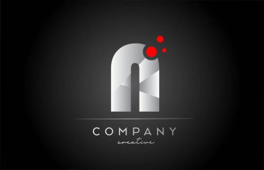 black N alphabet letter logo icon with red dot. Design suitable for a company or business