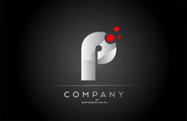 black P alphabet letter logo icon with red dot. Design suitable for a company or business